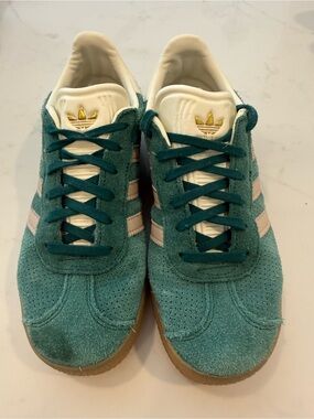 adidas Teal and Cream Suede Low-Top Sneakers